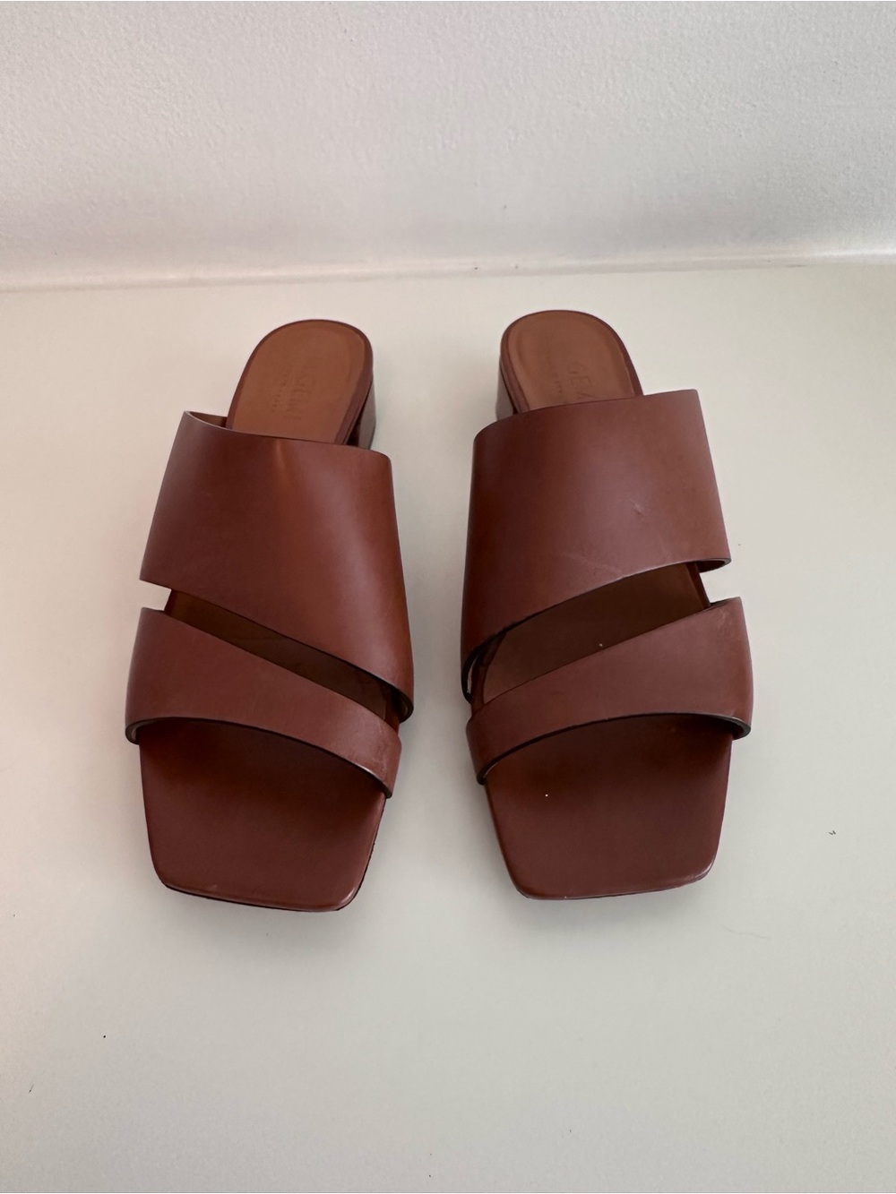 Women's Brown Italian Leather Slide Sandals